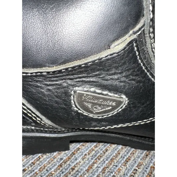 Milwaukee Boots Black Leather Women's Size 6.5C Motorcycle Biker Lace Up Heel - Image 3
