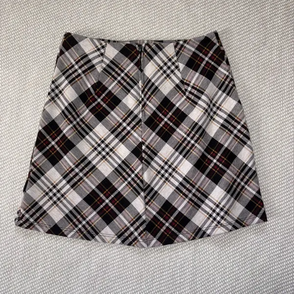 Originality Red Black White Plaid Tartan A Line Mini Skirt Sz Sm School Girl - Image 2