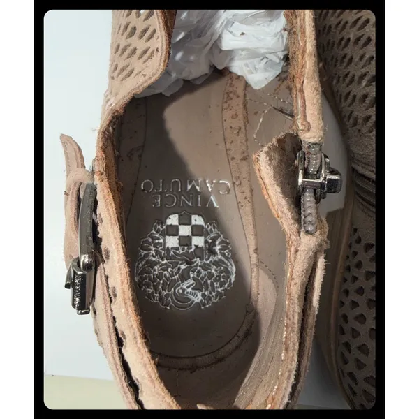 Vince Camuto Phandra Ankle Booties Womens 7.5 Brown Laser Cut Buckle Boot - Image 5
