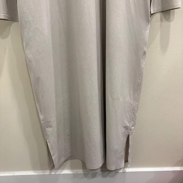 Athleta Urbanite Textured‎ Dress City Stripe Cream White Midi Shirt Dress Small - Image 10