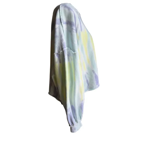 Z Supply Pastel Tie Dye Cropped Sweatshirt Medium Oversized 100% Cotton - Image 4