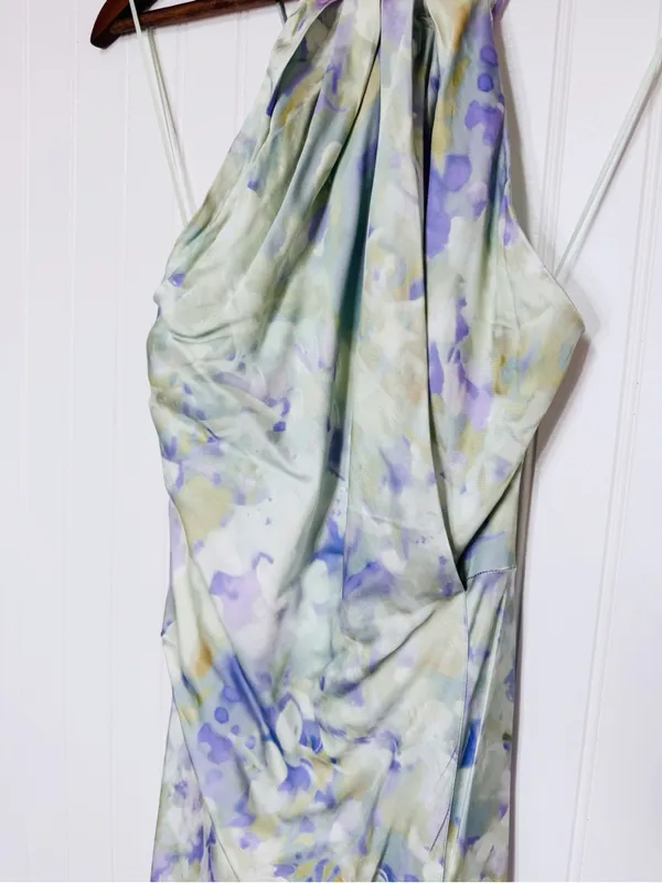 ASTR the Label Elynor Watercolor Halter Maxi Dress Medium Pastel Wedding Guest - Image 8