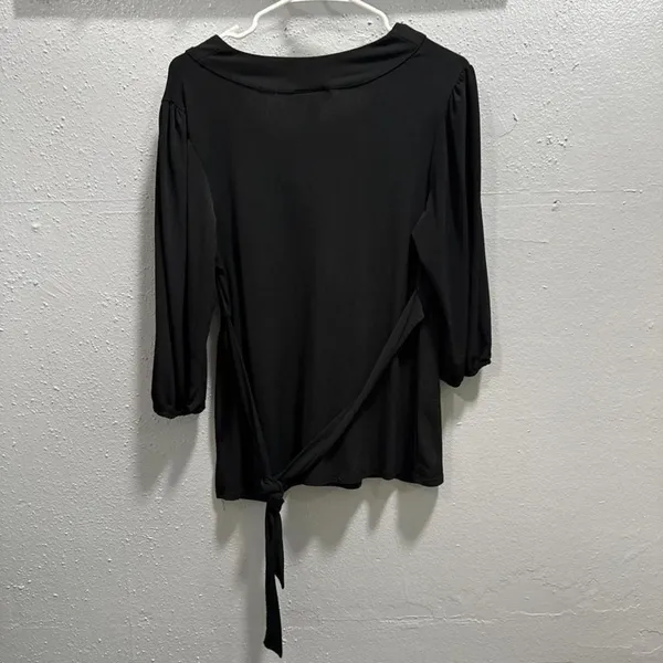 Liz Lange Maternity Target Black‎ V-Neck Wrap Empire Waist 3/4 Sleeve Top Large - Image 3