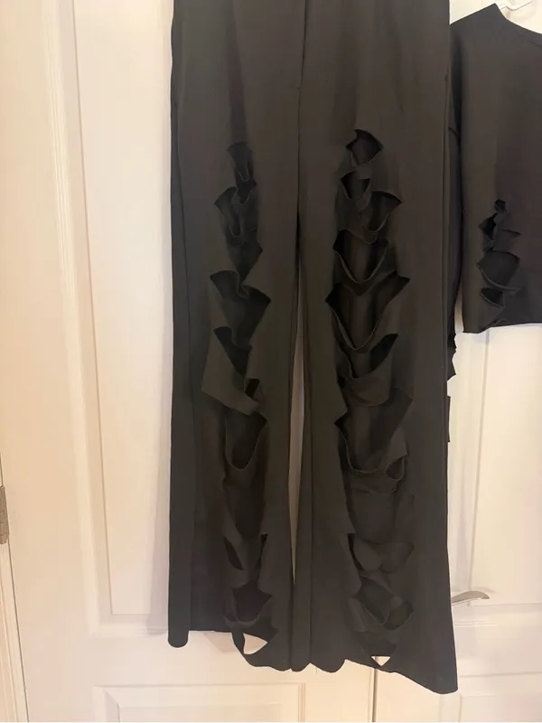 Black Ruffle slits Detail Two - Image 2