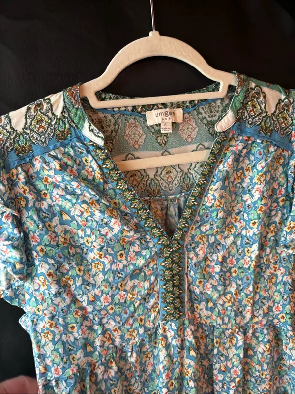 Umgee Floral Ruffle Sleeve Boho Mini Dress - Image 7