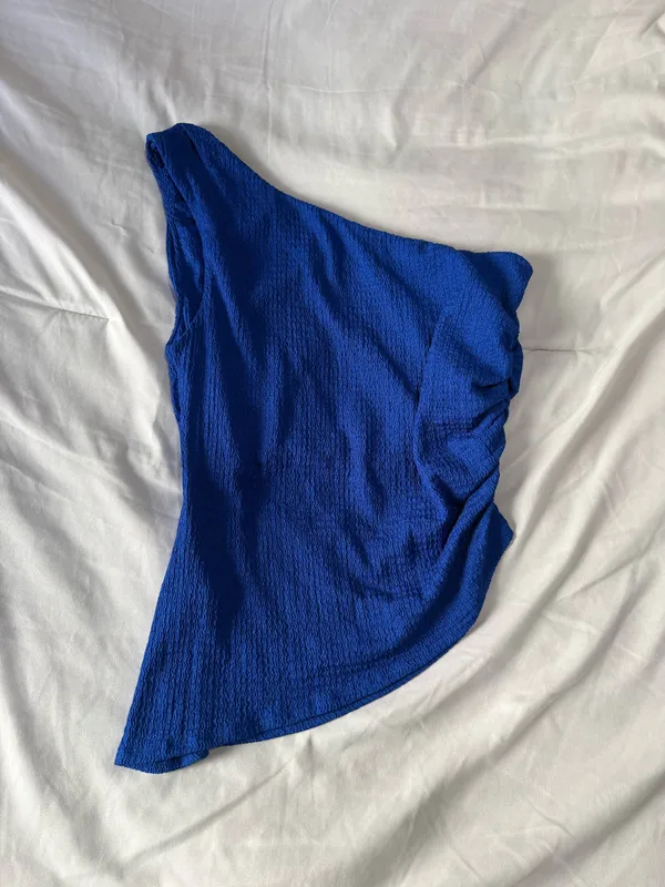 Mango Blue One Shoulder Top - Image 3