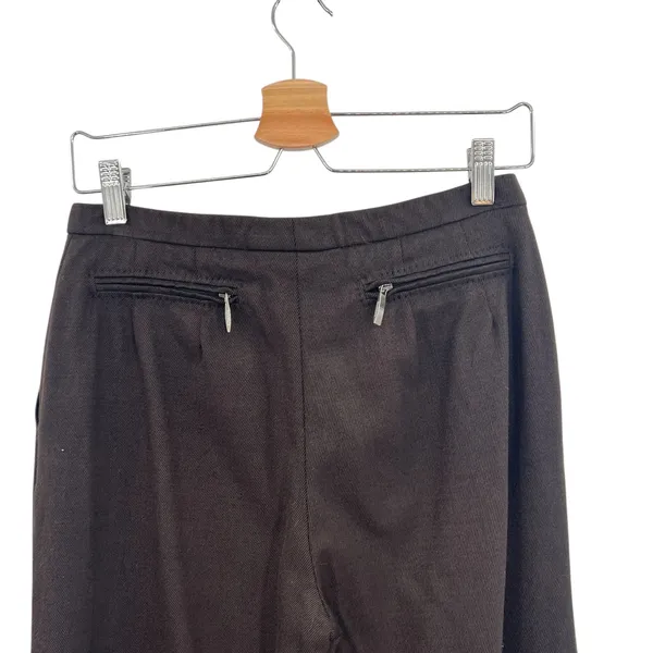 MaxMara Trouser Dress Pants‎ Wool Back Zip Pockets Brown Size US 4 - Image 7