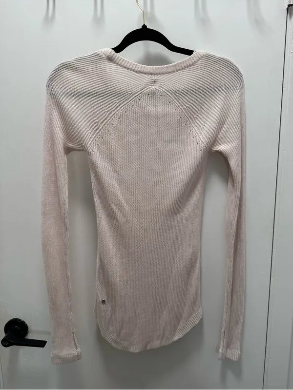 Lululemon Cabin Yogi Long Sleeve Light Pink Sweater Knit Top US 2 Cashmere Mix - Image 6
