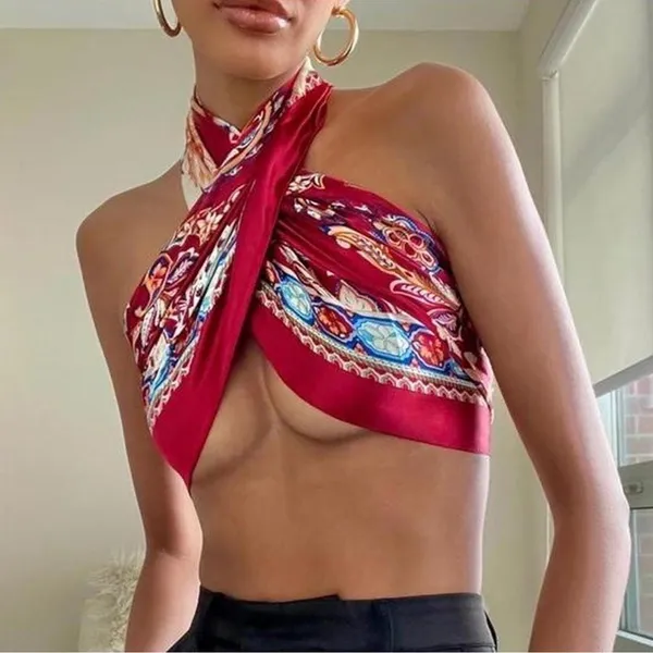 Princess Polly Gemini Red Satin Scarf Top - Image 3
