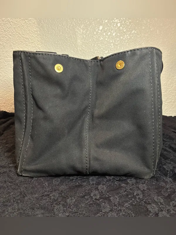 Prada Canapa Large GM Black Denim Canvas Tote Bag Distressed Vintage Italy - Image 6