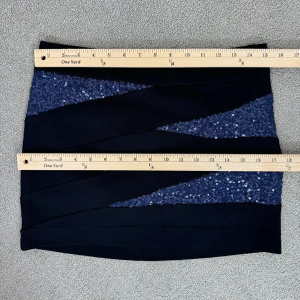 Express Knit Sequin Panel Mini Skirt Blue Black‎ Size 4 - Image 10