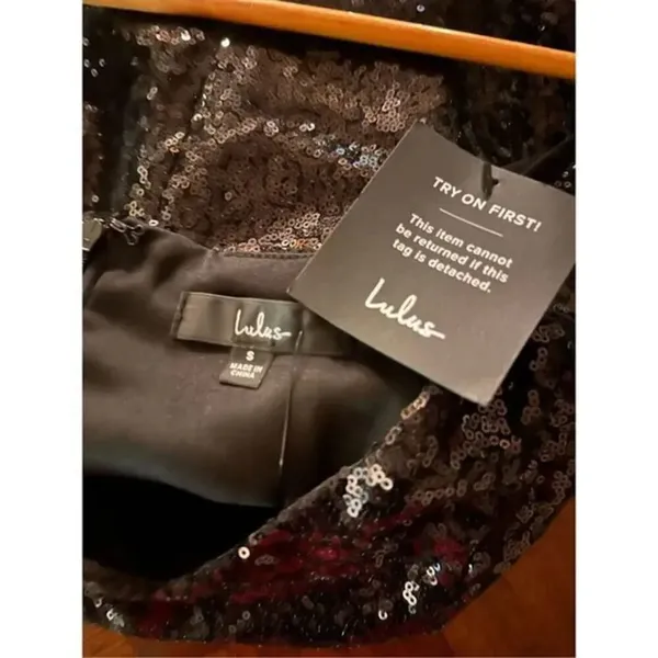 Lulus Black Sequin Mini Dress Small - Image 6