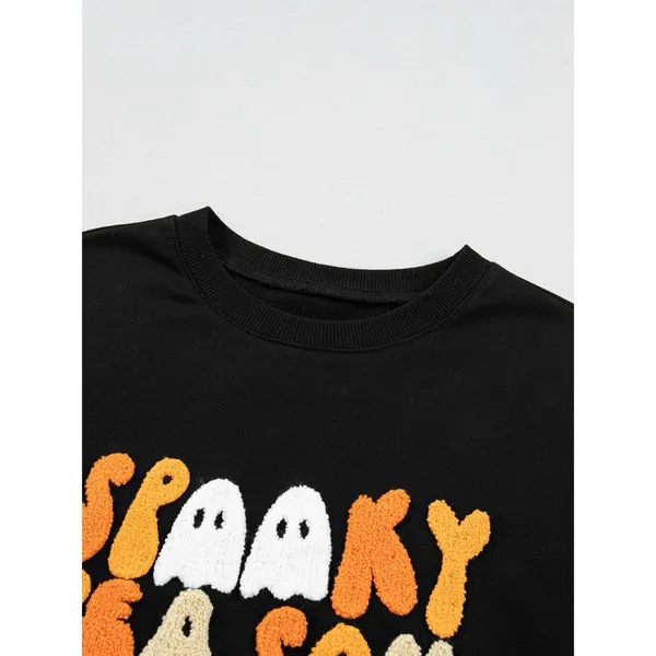 Embroidered Spooky Season Long Sleeve Round Neck Sweatshirt - Image 6