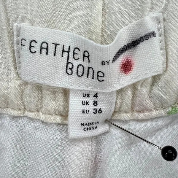 Anthropologie Feather Bone Wide Leg Talise Pants 4 Cream‎ Red Fruit Print Crop - Image 12