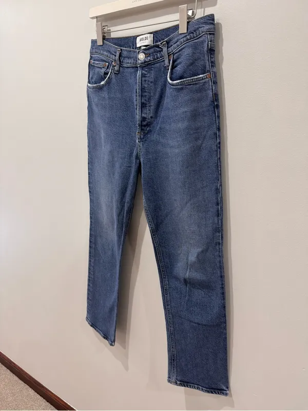 Agolde Size 29 Riley High Rise Straight Crop (Weightless Stretch) Medium Wash - Image 3