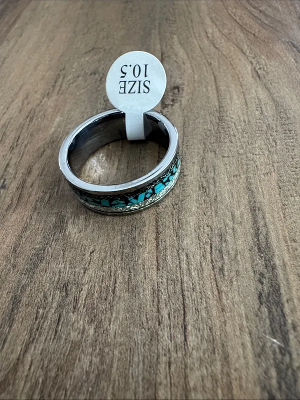 Turquoise Inlay Mens Statement Ring - Image 2