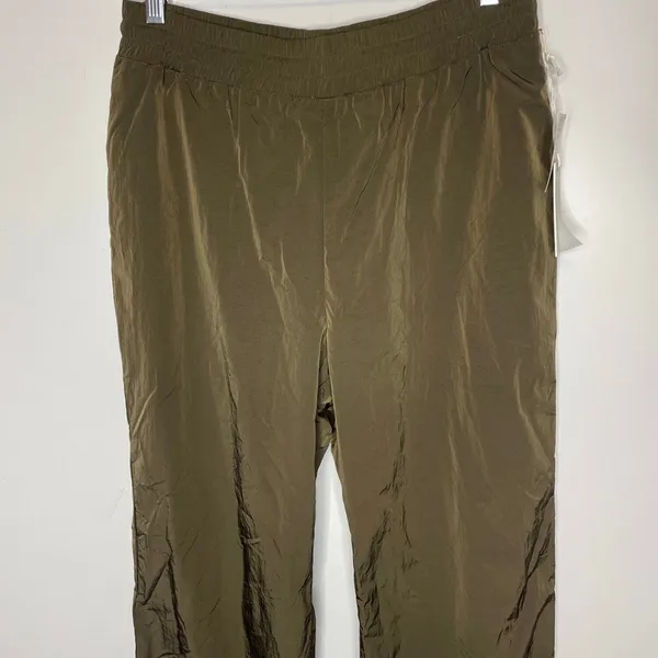 Good American Wide Leg Track Pants MEDIUM Mocha Pull On Casual Athletic Gym - Image 7