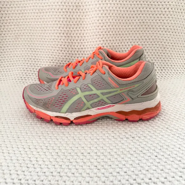 Asics Women's GEL-Kayano 22 Running Sneakers Shoes Silver Grey Pistachio Coral - Image 4