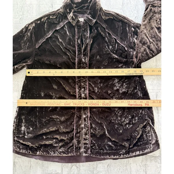 Free People Marianne Velvet Shirt Midnight Brown Dark Academia Gothic Blouse XS - Image 7