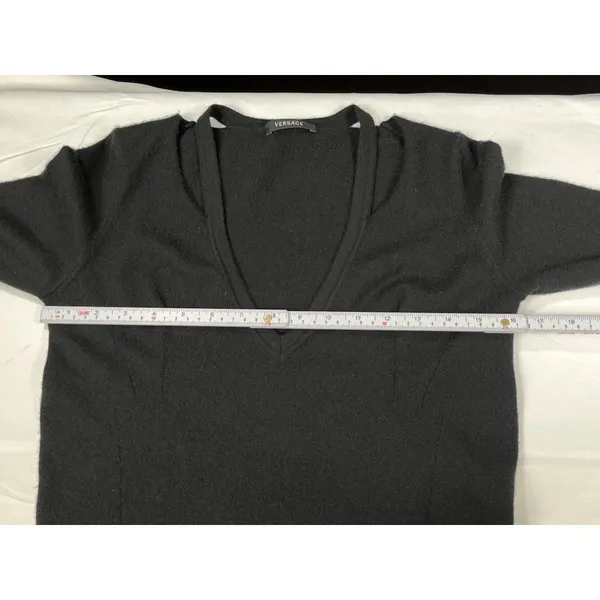 Versace Womens Black V Neck Long Sleeve Sweater Size 42 SKU 7360 - Image 5