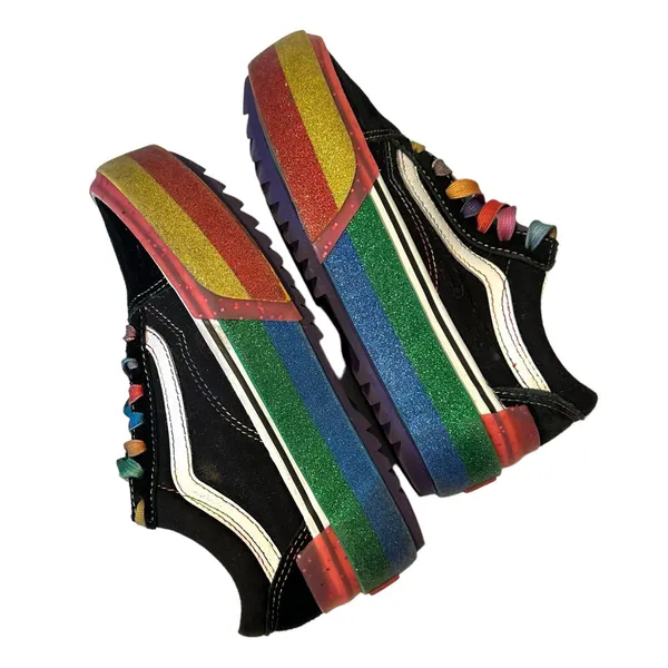 Vans Old Skool Stacked Glitter Rainbow Platform Men's Size 4 Women's Size 5.5 - Image 8