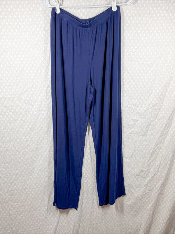 Barefoot Dreams Dark Blue Ribbed Wide Leg Malibu Pants - Image 2