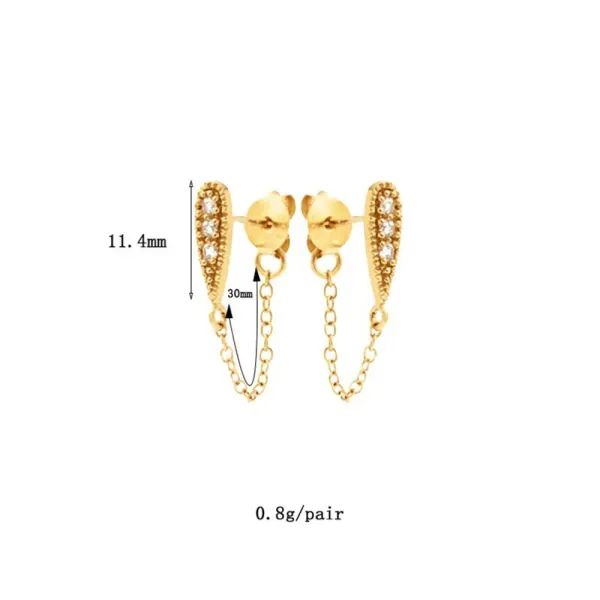 NEW Women's 14k‎ White Gold Filled Diamond Teardrop Chain Stud Earrings - Image 3