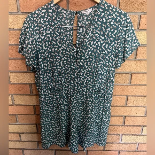 Rails Short Sleeve Sophia Romper in Teal Lotus Floral Size Small RTR - Image 4