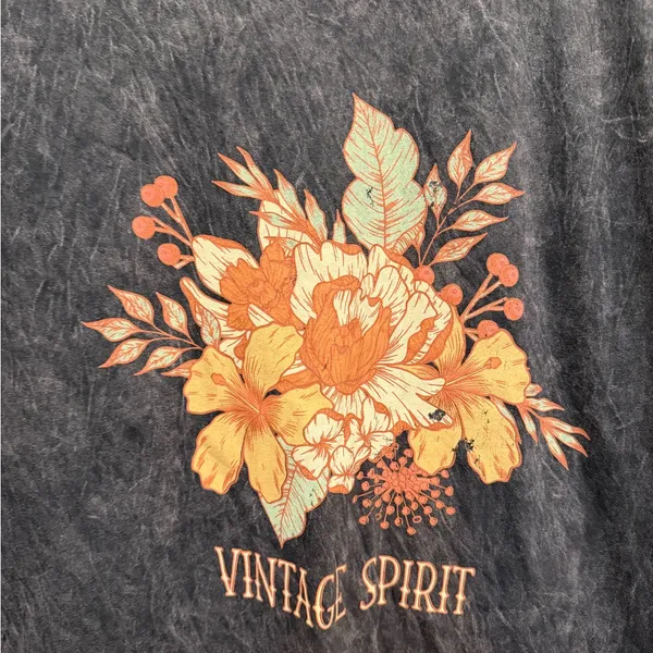 Vintage Black Floral Graphic Tee Size M - Image 3