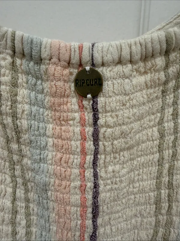 Rip Curl Villa Smocked Cotton Midi Dress - Pastel Stripe - Size Medium - travel - Image 7