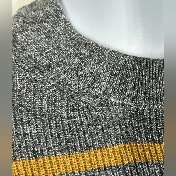 American Eagle Striped Mock Neck Sweater XS Relaxed Fit High Low Hem Knit - Image 9