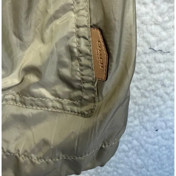 Coach Rain Coat Womens Large Beige Mid Length Zip‎ Jacket Drawstring Pockets - Image 5