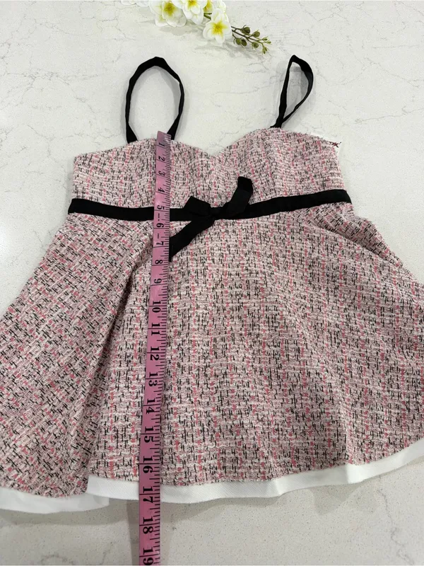 Zara Pink Tweed Sweetheart Camisole with Black Straps - Image 10