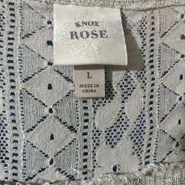 Knox Rose Top Womens Large Gray Waffle Knit Boho Stretch Blouse Ladies - Image 7