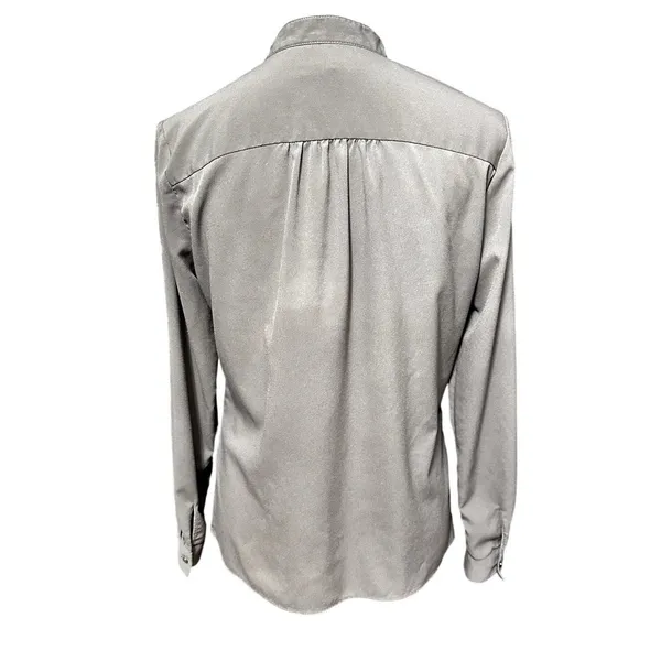 Banana Republic Olive Green Classic Embroidered Button Up Blouse Office Ready - Image 5