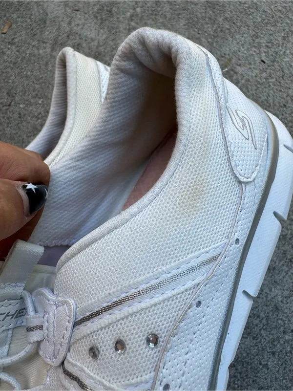 Skechers Women's White Slip-On Athletic Sneakers with Elastic Lacing - Image 4
