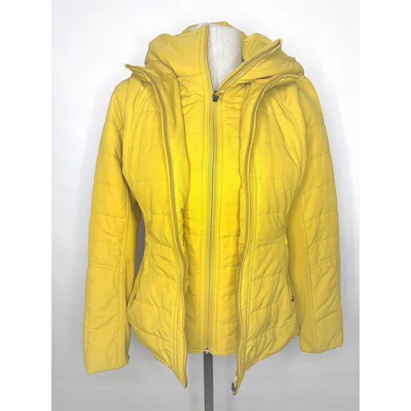 Lululemon Fluff Off Puffer Jacket Yellow Primaloft Hooded Quilted Coat Size 6 - Image 2