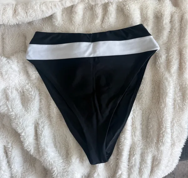 Tularosa Black and White High-Waist Bikini Bottom - Image 2