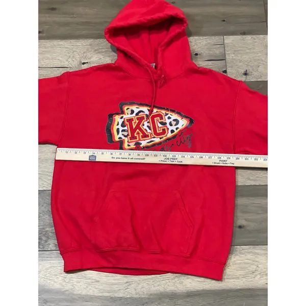 Gildan Hoodie Size M Red NFL Chiefs Logo Cotton Kangaroo Pocket - Image 4