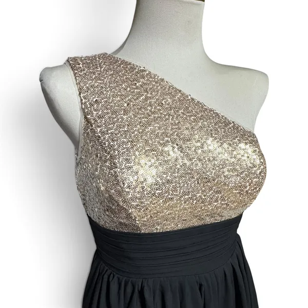 Loyeloy One Shoulder Sequin Gown Gold Black 4 - Image 2