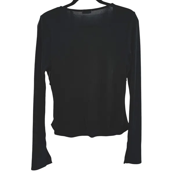 NWT Free People Intimately Black Long Sleeve Deep V-Neck Babydoll Top Size Large - Image 2