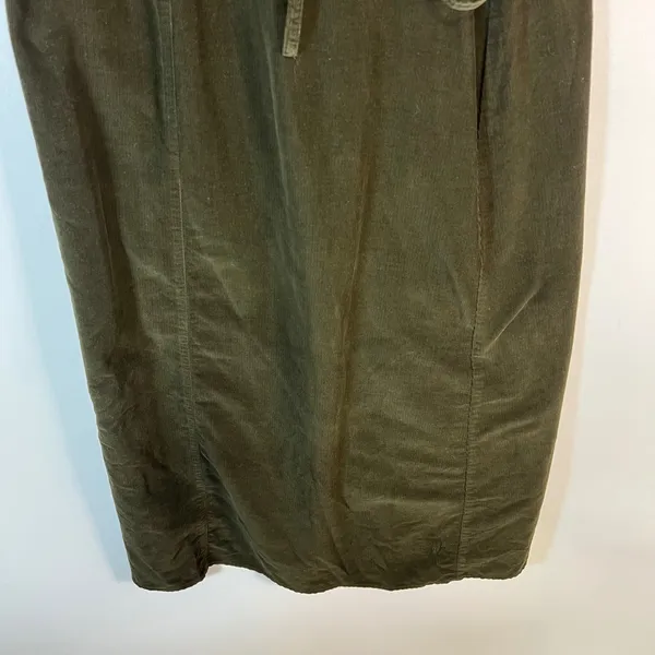 Vintage Orvis Olive Green Corduroy Wrap Midi Skirt Womens 14 Cotton Made‎ in USA - Image 4