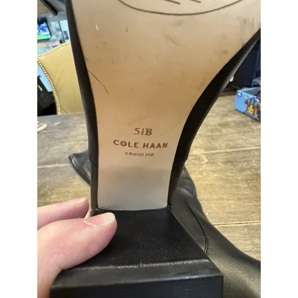 COLE HAAN CHRYSTIE women leather block heel knee-high boots COLOR BLACK SIZE 5.5 - Image 9