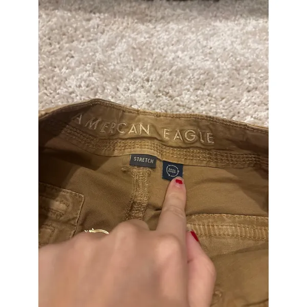 American Eagle Womens Cargo Pants Brown High Waist Stretch Straight Leg Size 000 - Image 6
