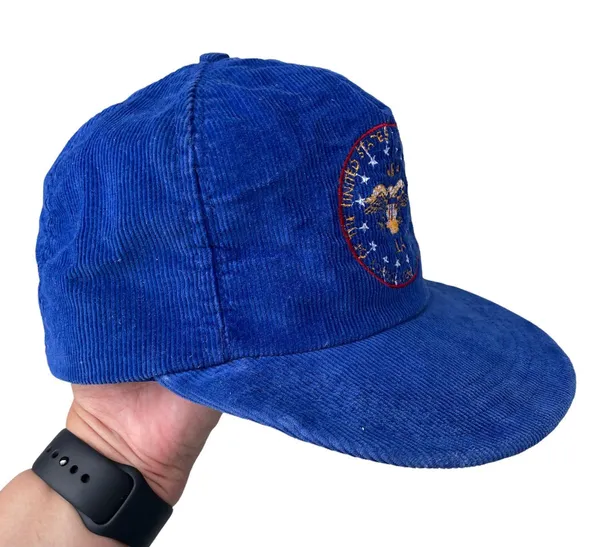 Vintage Blue Corduroy Trucker NRA Hat - Image 3