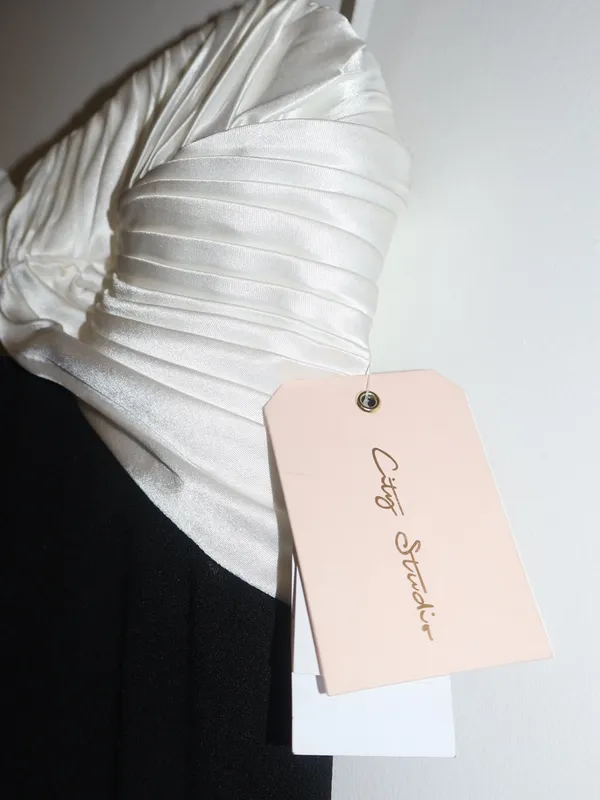 City Studio Black and Cream Strapless Evening Gown - Image 3