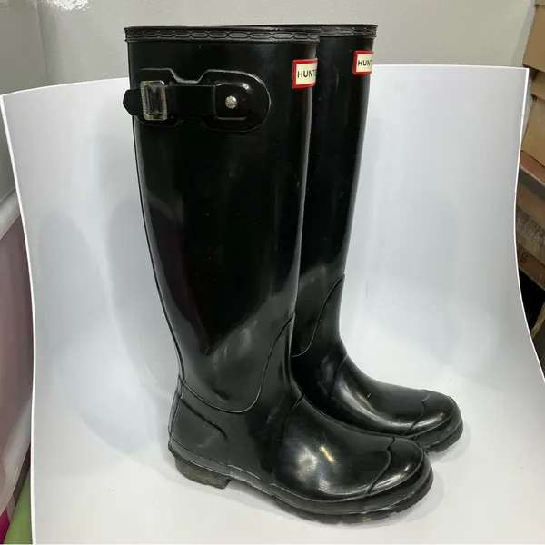 Hunter original tall black rain boots women’s size 6‎ - Image 2