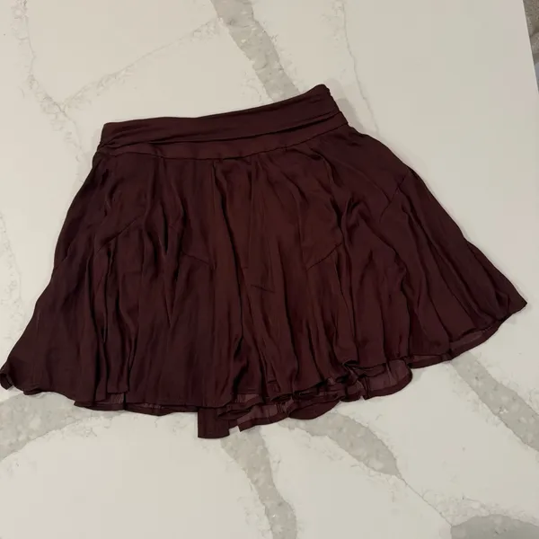 Free People Sateen Mini Wrap Skirt Women’s Small Chocolate Brown Bohemian Indie - Image 5