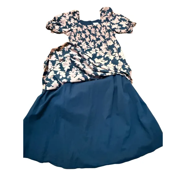The Nines By Hatch Pink Floral Smocked Midi Dress‎ Puff Sleeve XS - Image 6