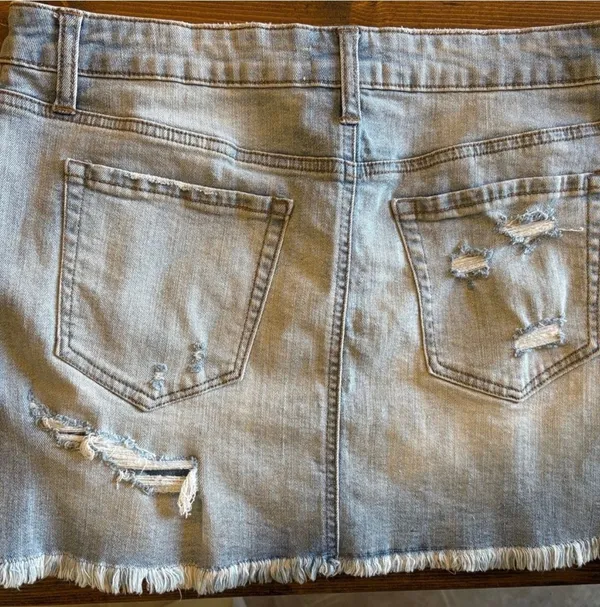 Altar’d State Distressed Denim Mini Skirt - Image 3